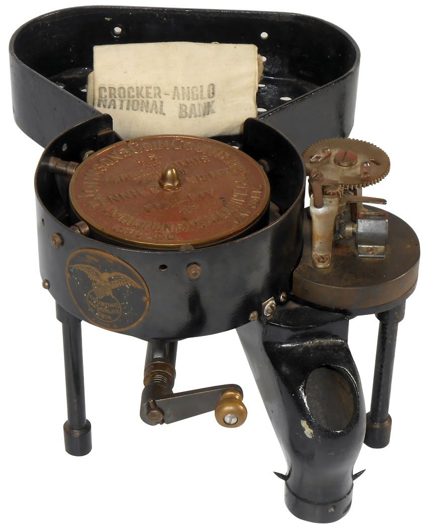 Coin counter, Johnson's, counts pennies, may be missing: Coin counter, Johnson's, counts pennies, may be missing a part but looks to be in VG/Exc cond, 8"H x 14"L.