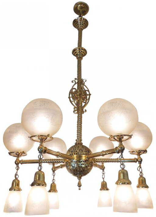 Lighting Hanging Fixture Polished Brass 6 Arm
