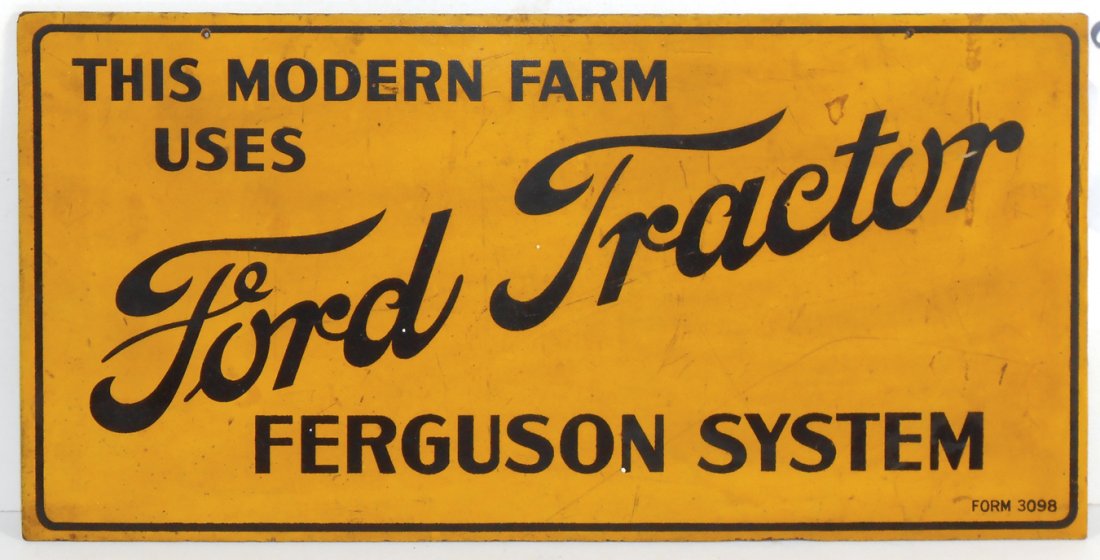 Tractor sign, Ford Tractor Ferguson System, Masonite,: Tractor sign, Ford Tractor Ferguson System, Masonite, VG cond & color, 11"H x 22"W.