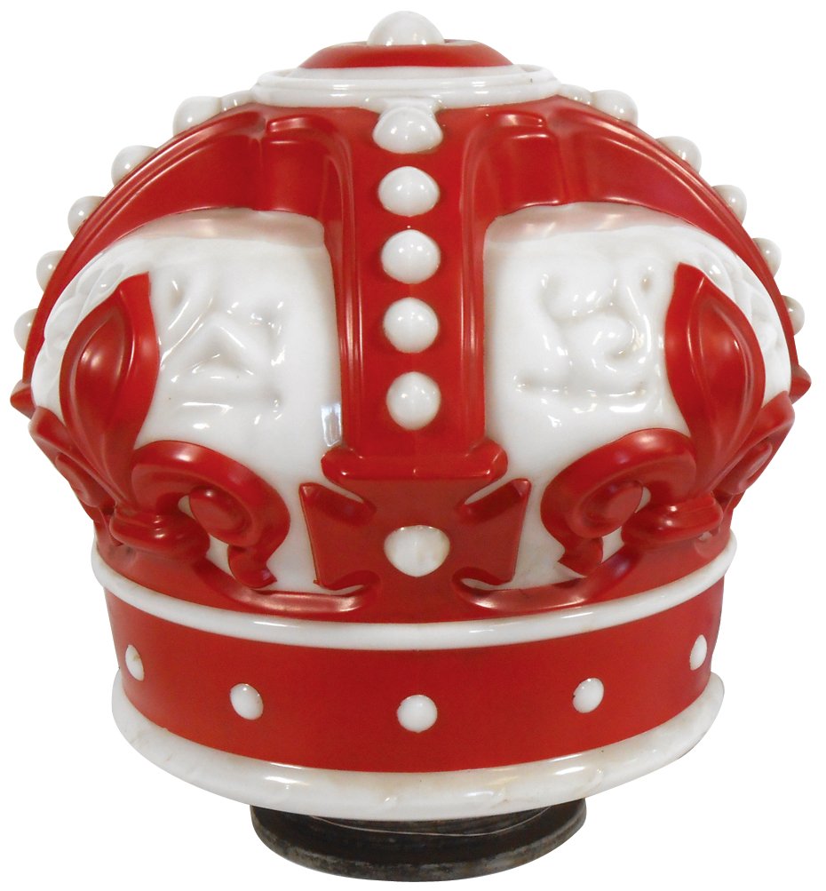 Petroliana, gasoline globe, Red Crown, embossed milk: Petroliana, gasoline globe, Red Crown, embossed milk glass, minor paint loss, Exc cond, 16"H x 18"Dia.