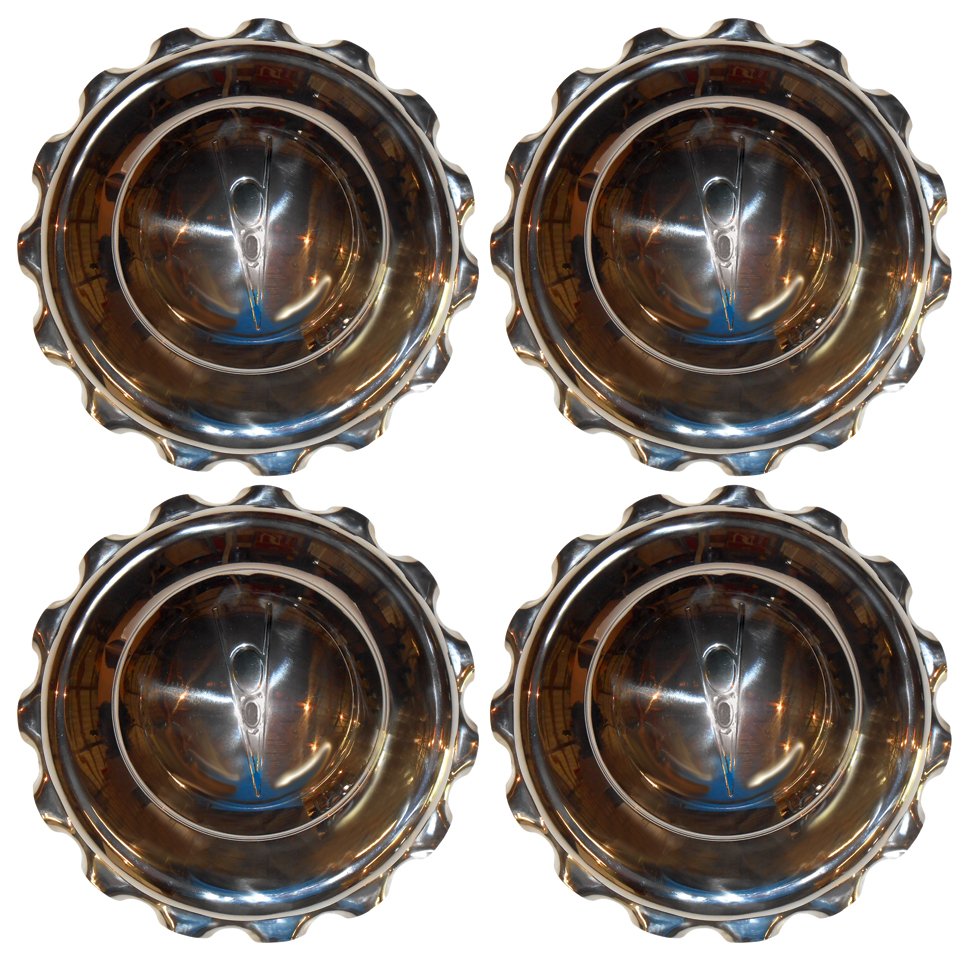 Automobile hubcaps, 1937 Ford V8, a orig matched set,