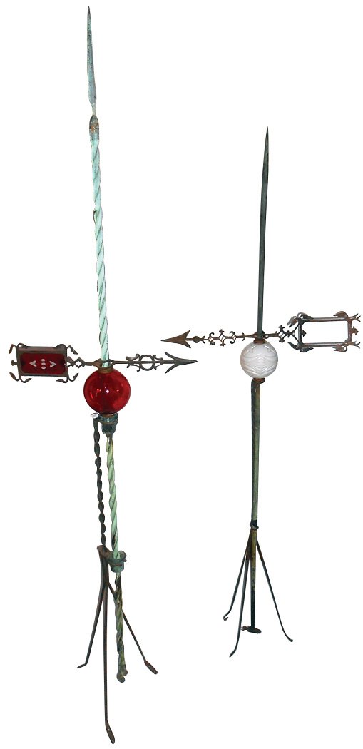 Lightning rod balls w/rods & directional arrows (2),