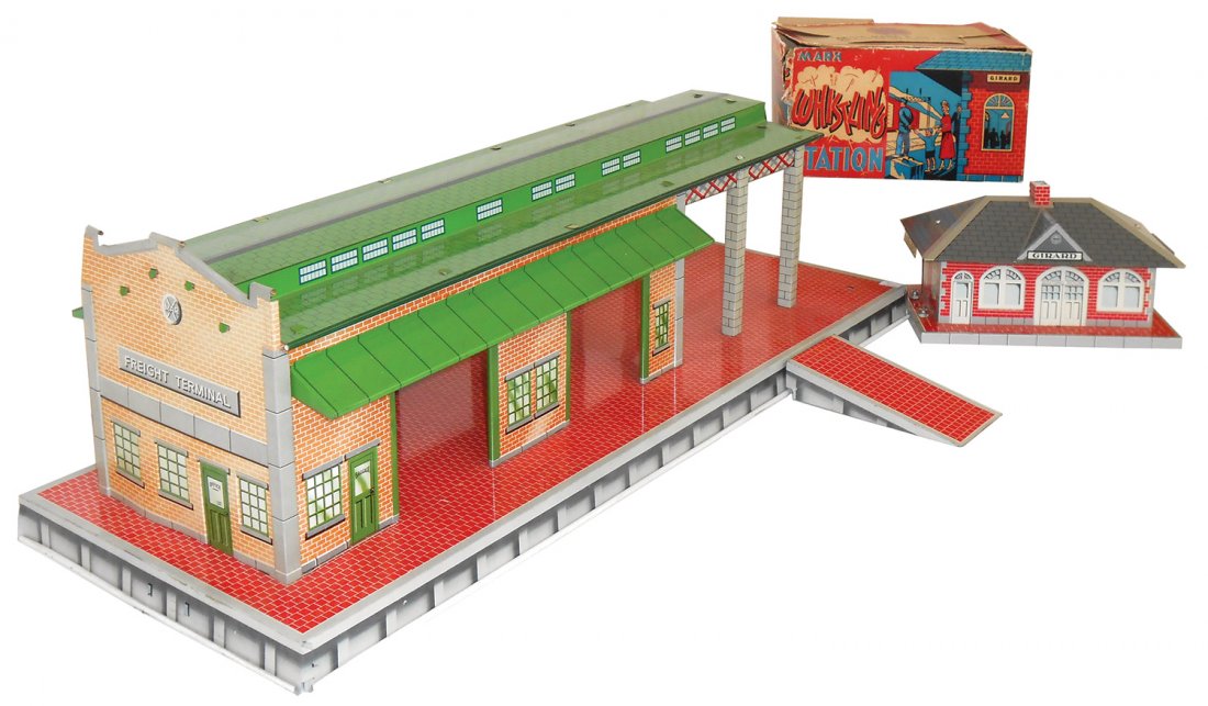 Toy train buildings (2) Marx Freight Terminal & Girard Oct 31, 2014