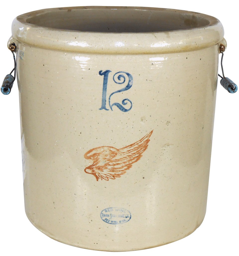 Stoneware Red Wing Crock 12 Gal W Wing Bail Handles Stoneware Red Wing Crock 12 Gal W Wing Bail Handles