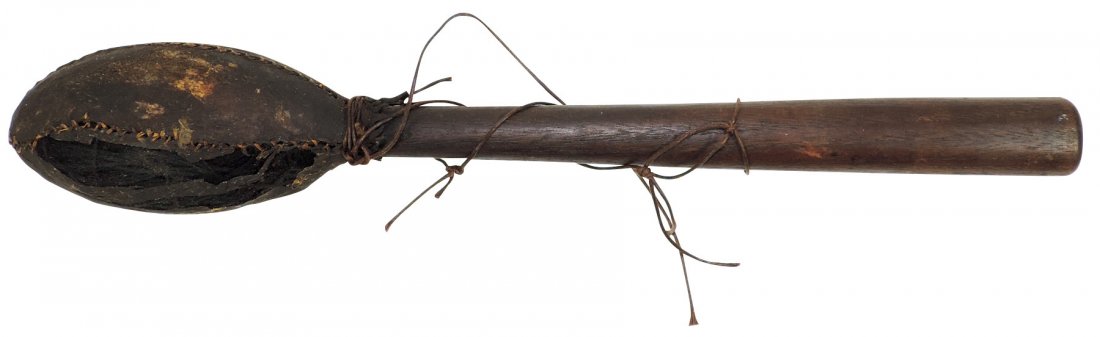 Native American drum beater, wood & natural materials,: Native American drum beater, wood & natural materials, used to keep drum beat at ceremonies, from Tom Steingraeber collection & pictured in Lar Hothem's 2nd book, Very Rare, VG cond w/some loss of fab