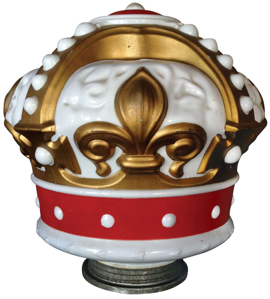Petroliana, gasoline globe, Standard Oil, embossed milk: Petroliana, gasoline globe, Standard Oil, embossed milk glass, Rare Red & Gold Crown, orig paint & mounting ring, Exc near-new cond, 18"H x 16.5"W.