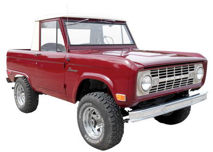 Pick-Up, 1968 Ford Bronco. Maroon with beige top: Pick-Up, 1968 Ford Bronco. Maroon with beige top (beautiful). Column shift. Quality black interior. 6 cylinder, 4WD with front lock-out hubs. New oversized tires and wheels. Impressive full