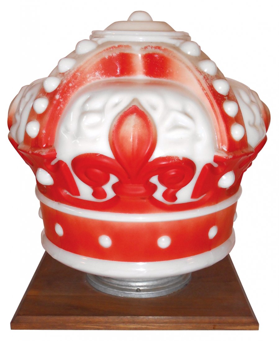 Gasoline globe, Standard Oil Red Crown, milk glass