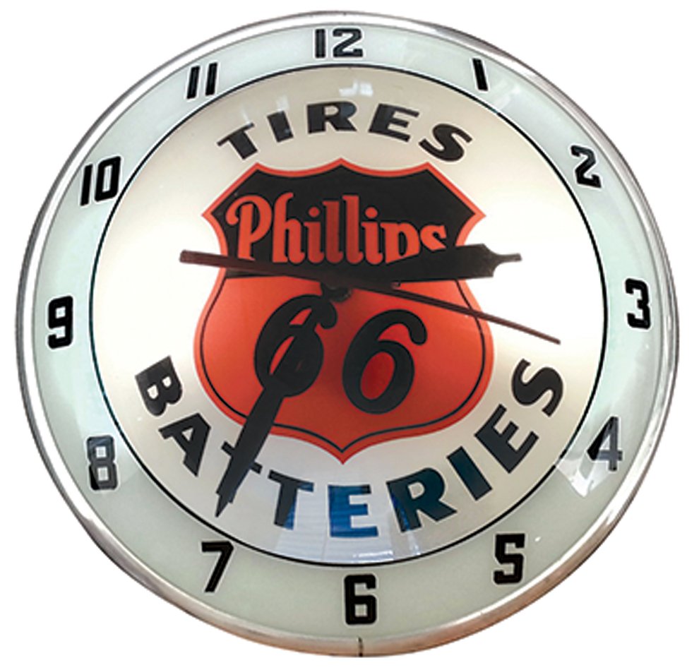 Petroliana clock, Phillips 66 TiresBatteries,