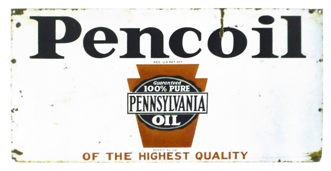 Petroliana sign, Pencoil Pennsylvania Oil, double-sided (1 of 1)