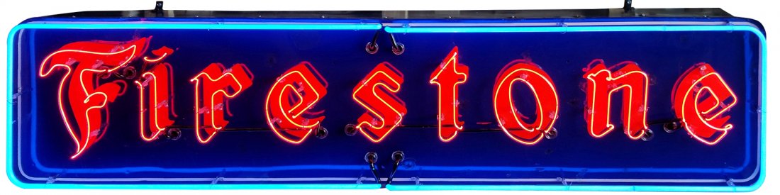 Firestone Neon Over Porcelain Sign