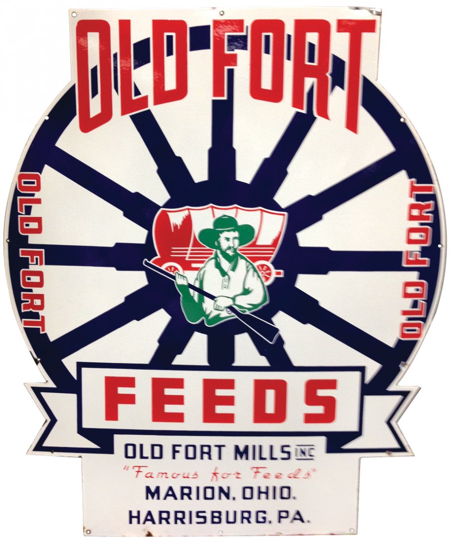 Feed sign, Old Fort Feeds, 4-color porcelain, from Old (1 of 1)