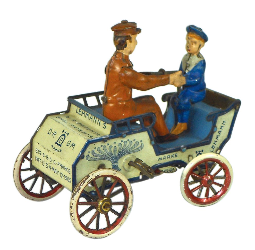 Toy windup car, Lehmann Naughty Boy No. 495, litho: Toy windup car, Lehmann Naughty Boy No. 495, litho on tin, c.1904-1935, VG+/Exc working condition, 5"L.