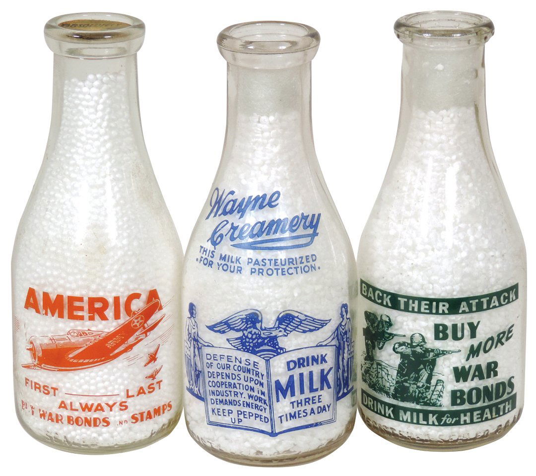 Milk bottles (3), Wayne Creamery-Detroit; Midwest Dairy (1 of 1)