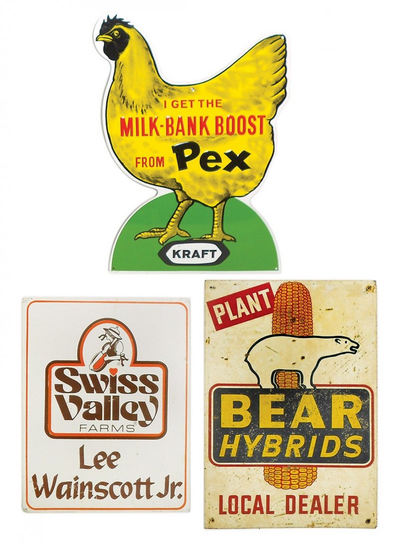 Farm signs (3), Pex Feed, Kraft, metal, Exc cond, (1 of 1)