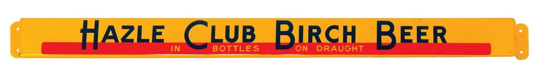Breweriana door push, Hazle Club Birch Beer, enamel on: Breweriana door push, Hazle Club Birch Beer, enamel on metal, Exc cond, 2"H x 32.5"W.
