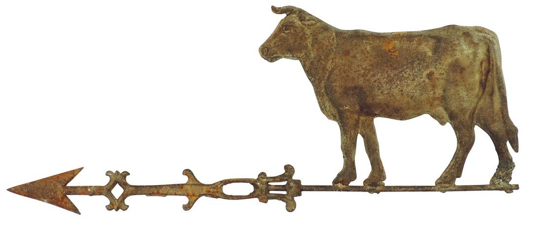 Weathervane, cow, metal, VG cond w/some surface rust, (1 of 1)