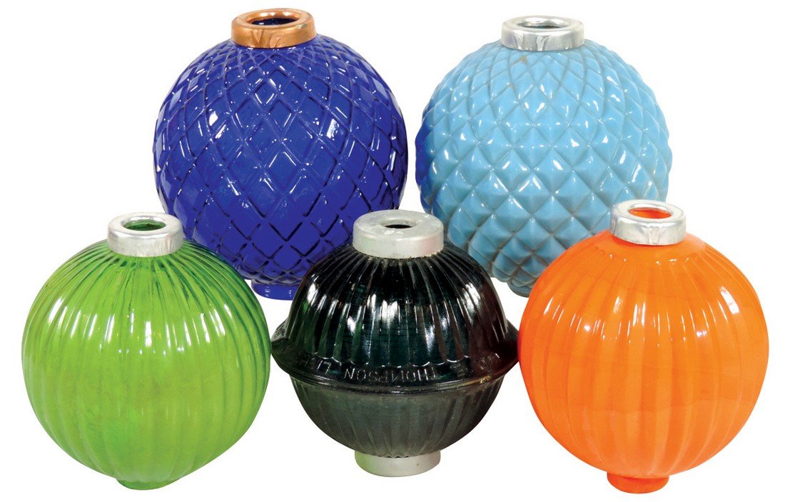 Lightning rod balls (5), cobalt blue quilt flat, med (1 of 1)