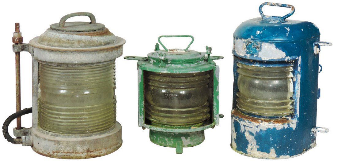 Nautical, barge lamps (3), galvanized case w/glass (1 of 1)