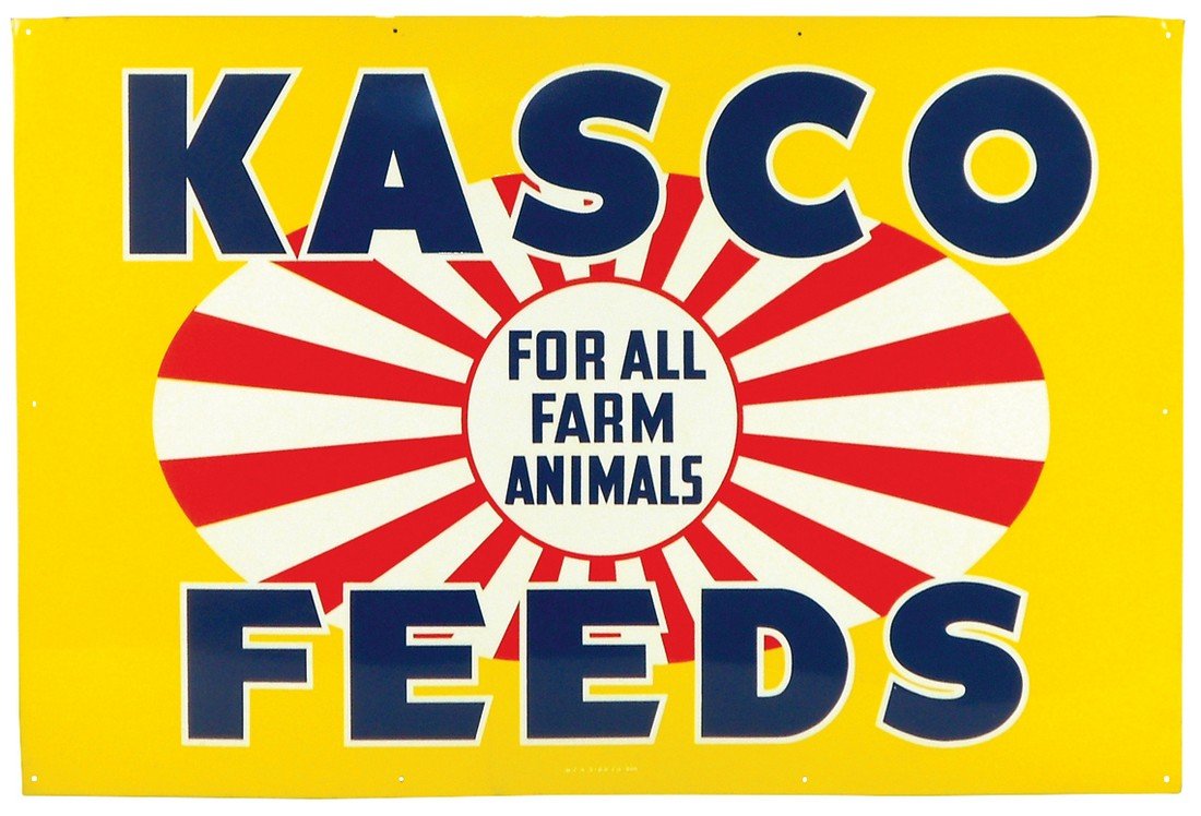 Feed sign, Kasco Feeds, mfgd by M.C.A. Sign Co., metal, (1 of 1)