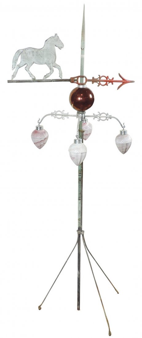 Lightning rod w/hanging pendants, copper rod w/newer (1 of 1)