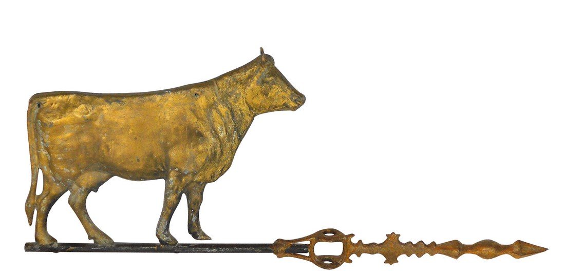 Weathervane, cow, metal, VG cond w/2 sm bullet holes at (1 of 1)