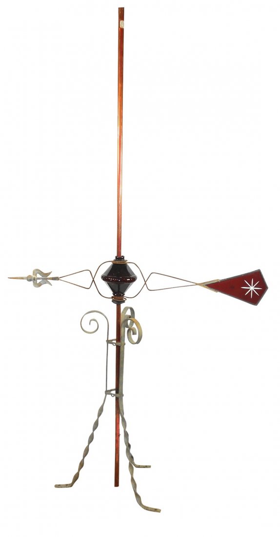 Weathervane arrow w/glass starburst insert & kite tail, (1 of 1)