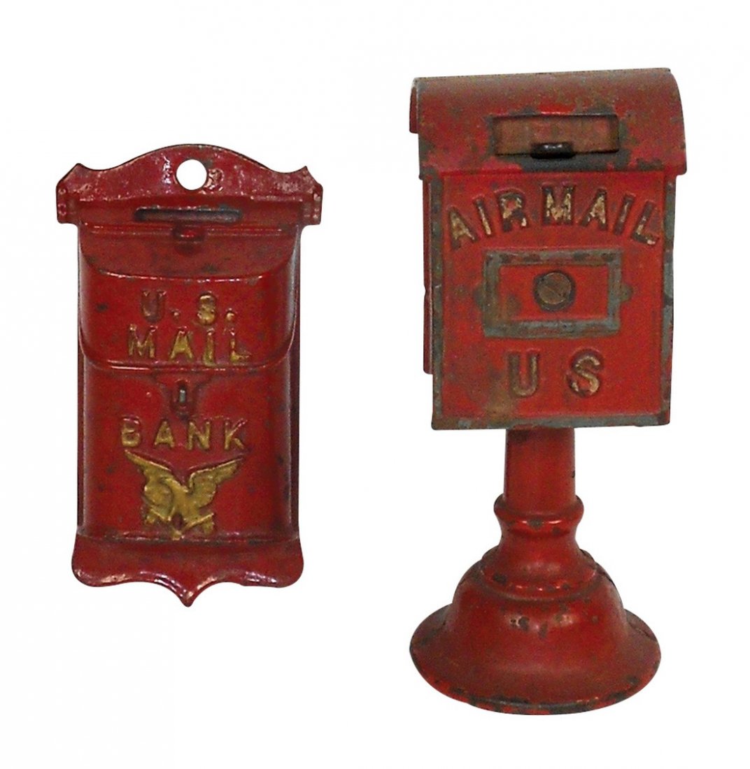 Still banks (2), Air Mail Bank on base, Dent Mfg Co., (1 of 1)