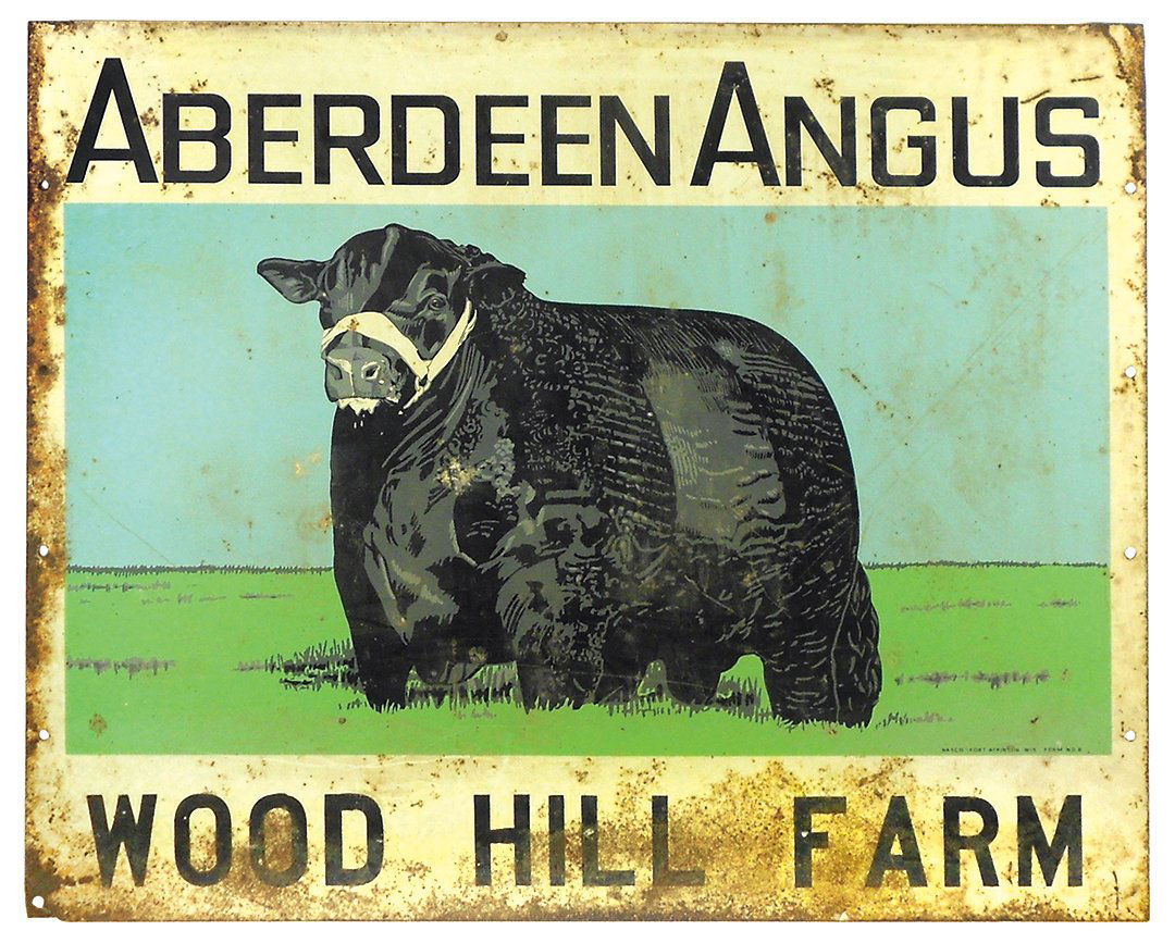 Livestock sign, Aberdeen Angus, Wood Hill Farm, 2-sided (1 of 2)
