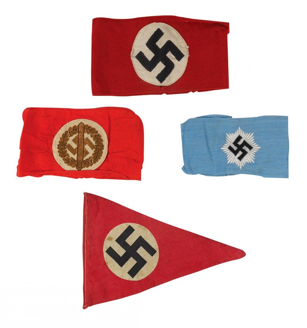 Militaria bands & pennant (4), (3) German WW2 armbands: (1 of 1)