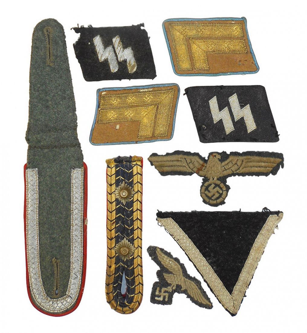 Militaria insignias (9), German WW2-era uniform (1 of 1)