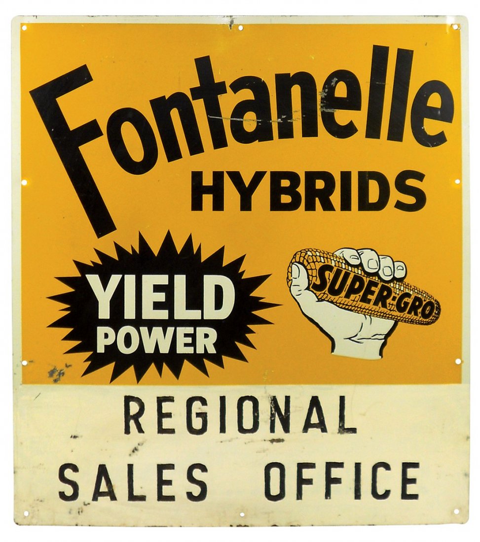 Seed sign, Fontanelle Hybrids, metal, VG cond w/some (1 of 1)