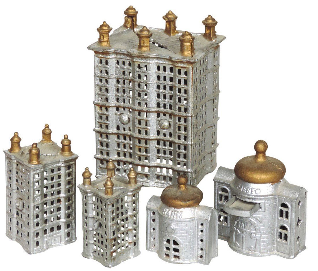 Still banks (5), Skyscraper, missing trap, 6.5"H; (1 of 1)