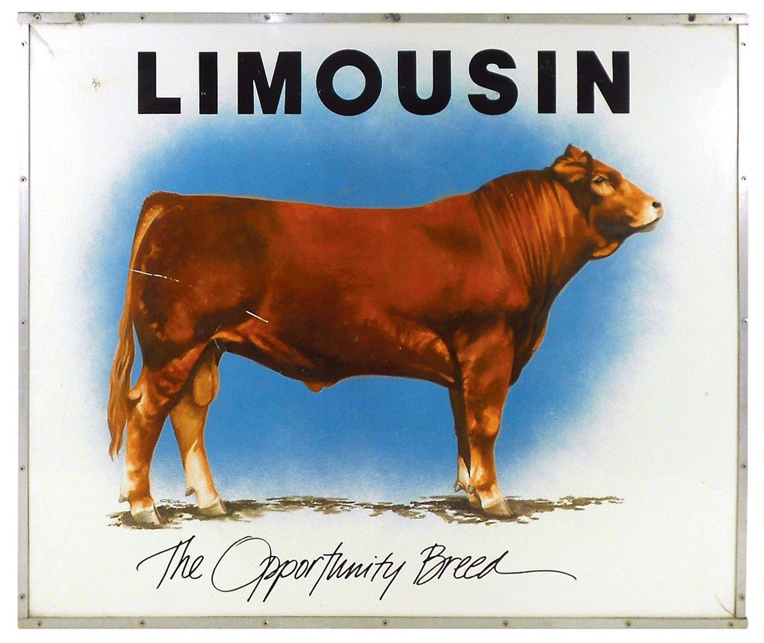 Livestock sign, Limousin, 2-sided metal, Good cond (1 of 2)