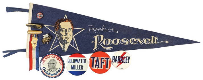 Political buttons, pins & pennant (9), Re-elect (1 of 1)