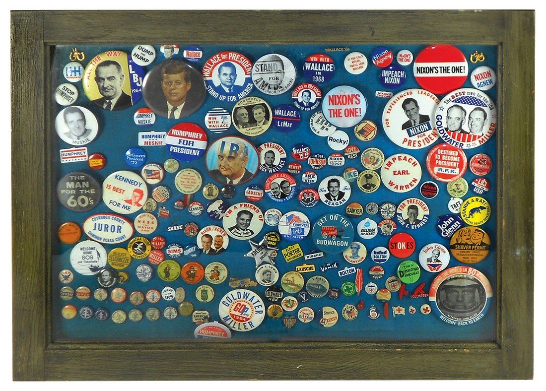 Political buttons & pinbacks, framed collage, Kennedy, (1 of 1)