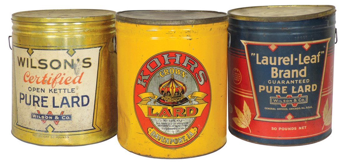Country store lard tins (3), Kohrs Lard-Davenport, IA; (1 of 1)