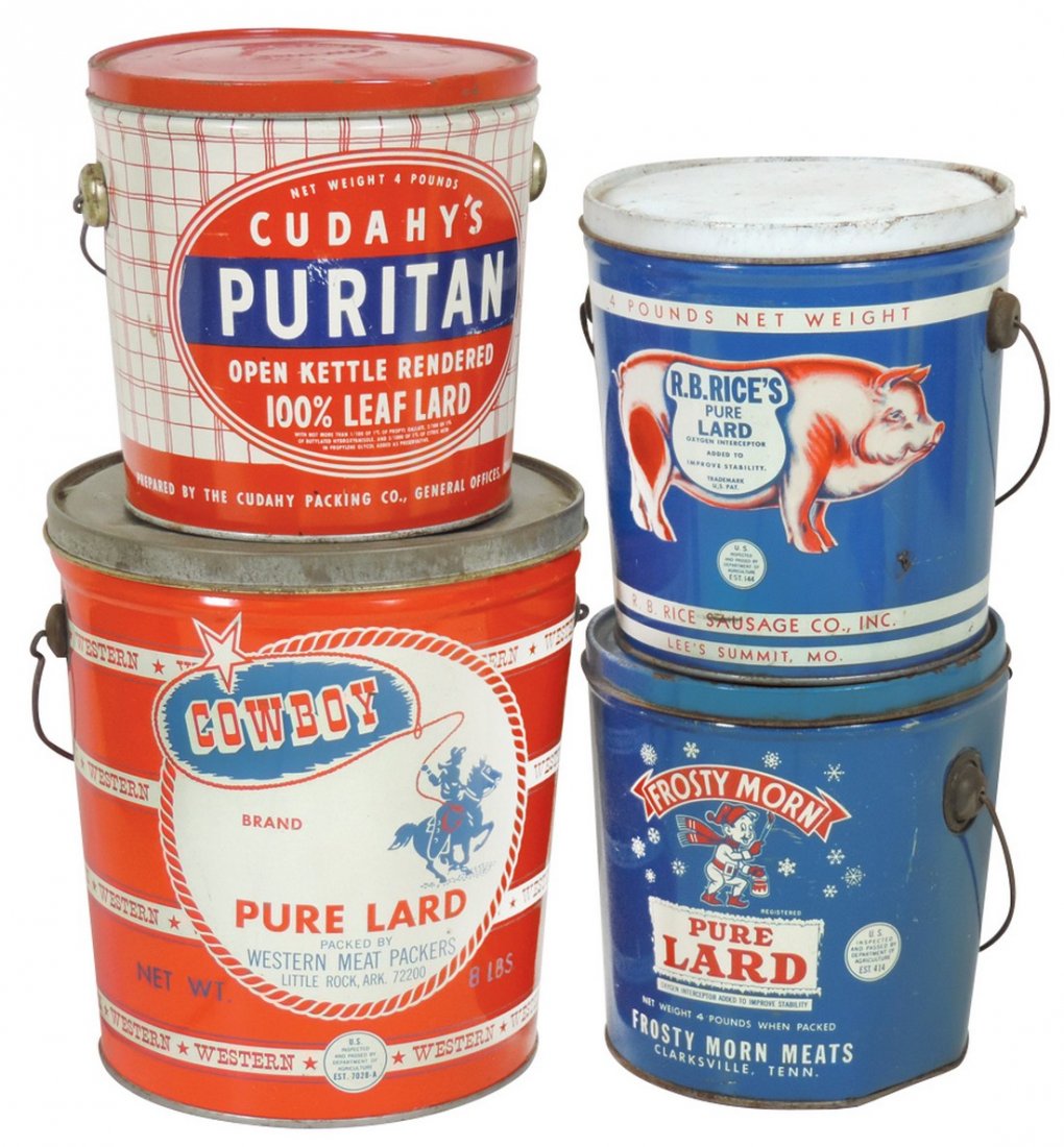 Country store lard tins (4), Cowboy-Little Rock, AR; (1 of 1)