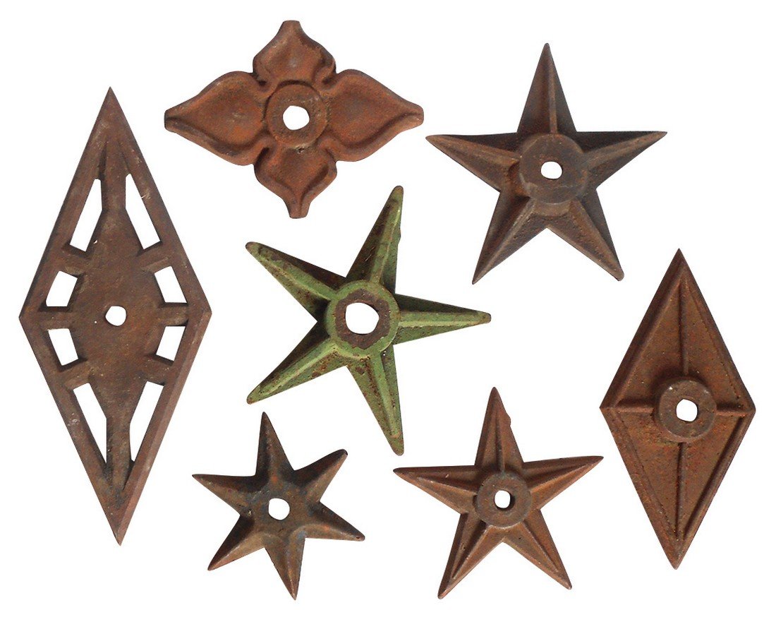 Architectural, star anchor plates (7), cast iron, VG+ (1 of 1)