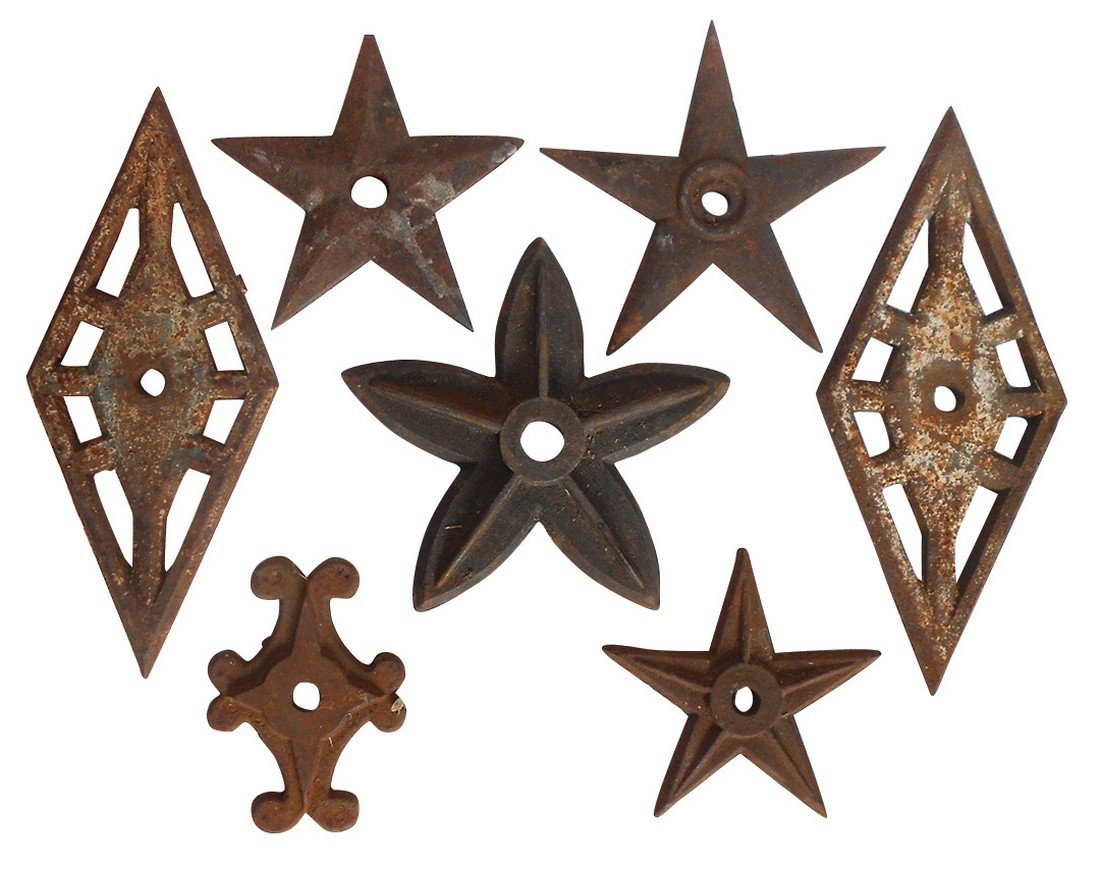 Architectural, star anchor plates (7), cast iron, VG+ (1 of 1)