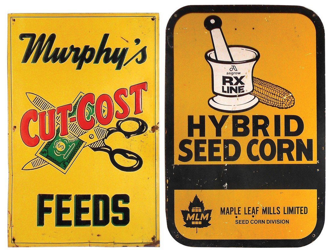 Farm signs (2), Murphy's Cut-Cost Feeds, embossed (1 of 1)