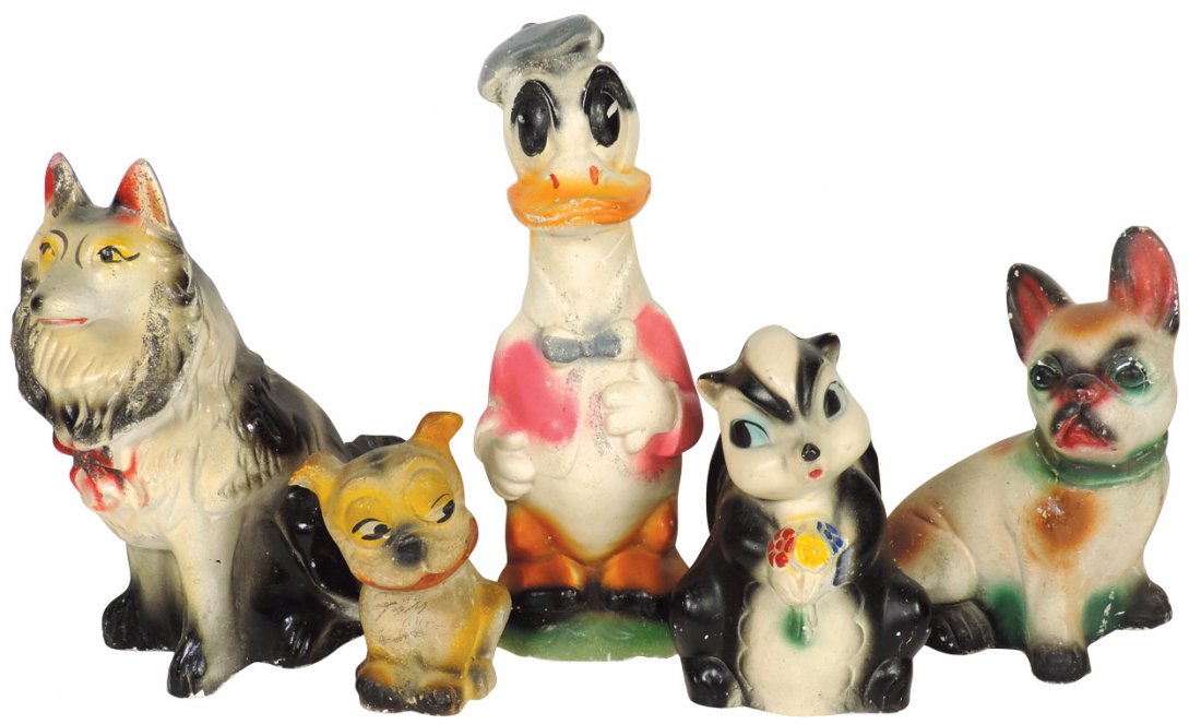 Carnival chalkware figures (5), Donald Duck, Flower the (1 of 1)