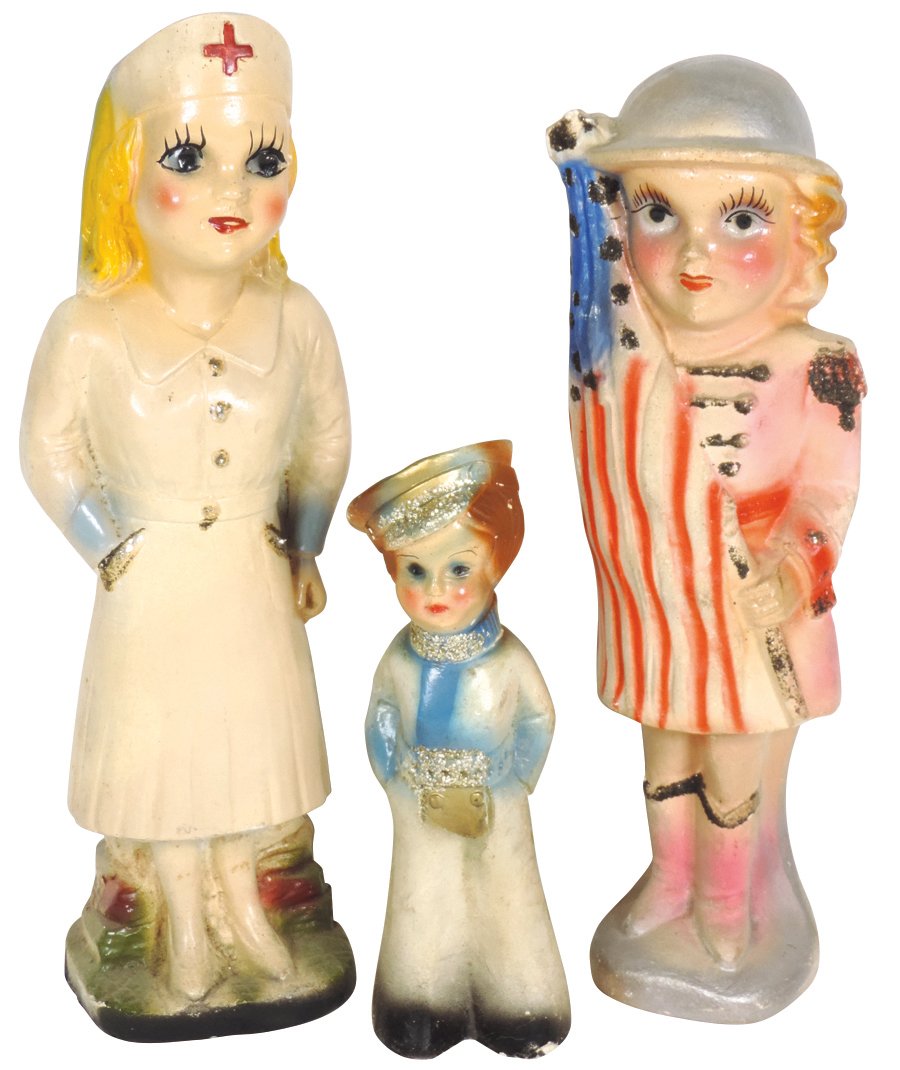 Carnival chalkware figures (3), Military Girl w/Flag, (1 of 1)