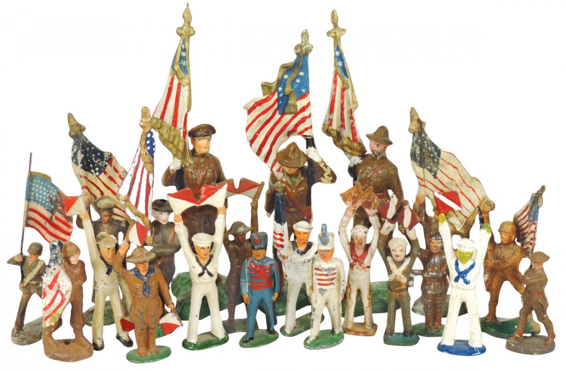 Toy soldiers (20), Trico personnel w/flags, (1 of 1)