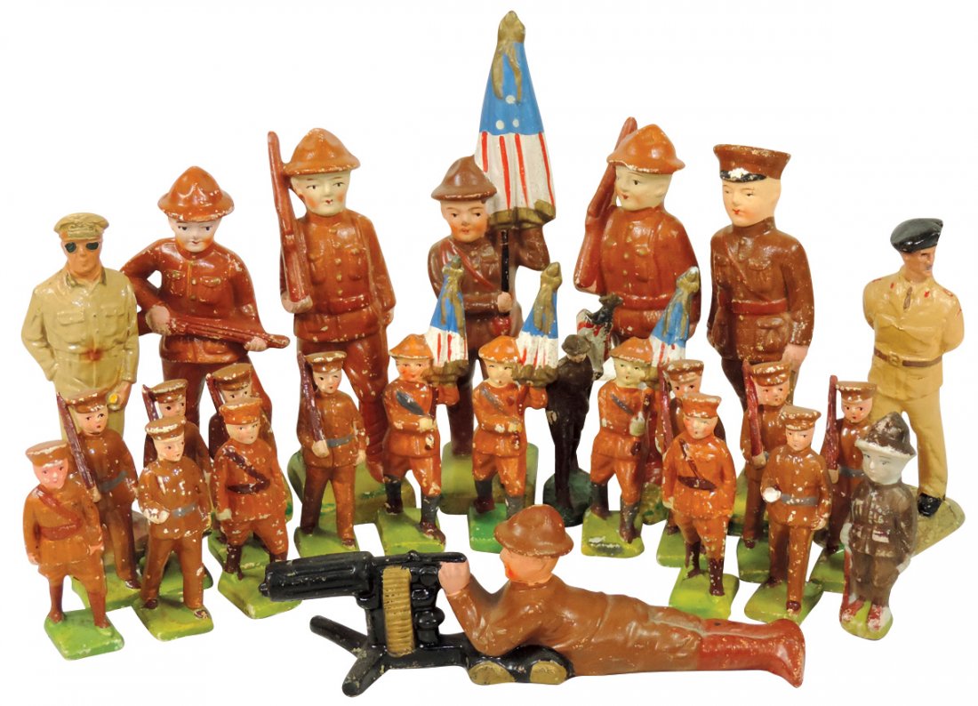 Toy soldiers (25), all marked Japan, ceramic, VG+ cond, (1 of 1)