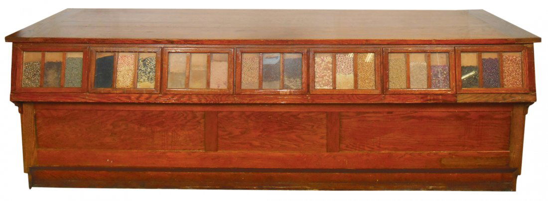 Country store seed counter, Sherer, 21 drwrs w/slanted (1 of 3)