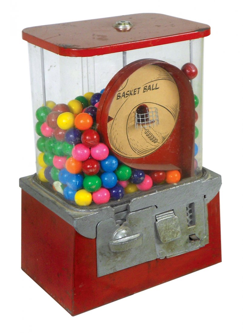 Coin-operated skill game, basketball w/gumball vendor, (1 of 1)