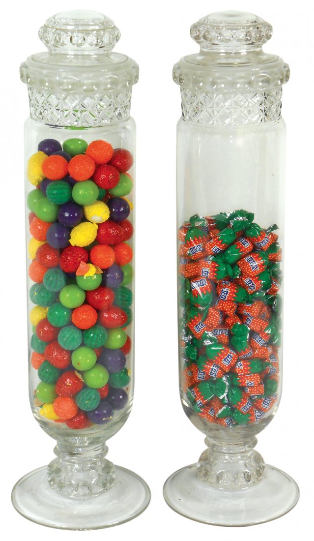 Candy show jars (2), Dakota cylinders w/ground necks & (1 of 1)