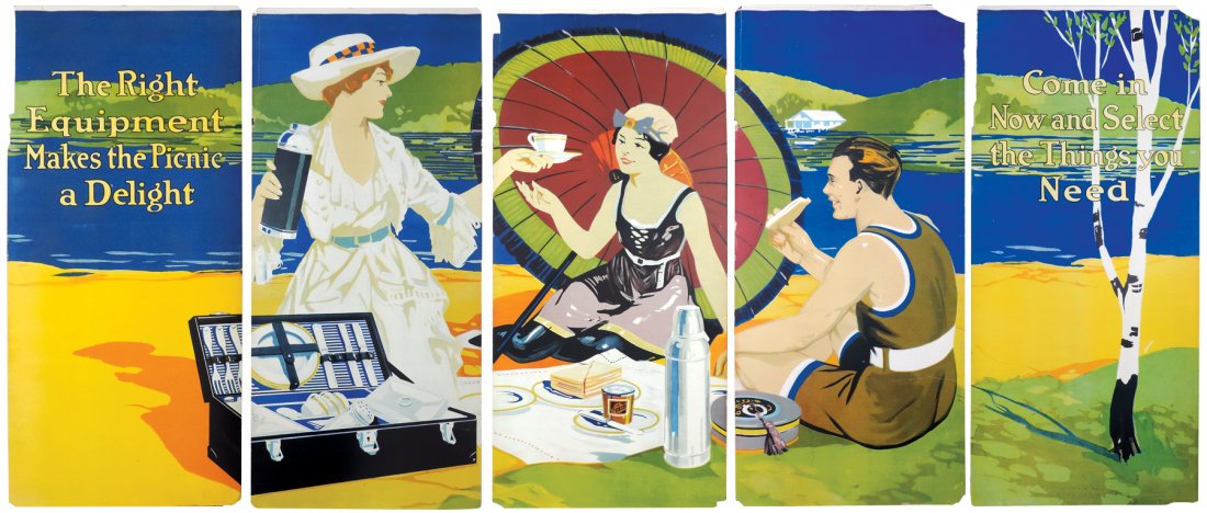 Winchester Five-Panel Window Display, Picnic Scene by (1 of 1)