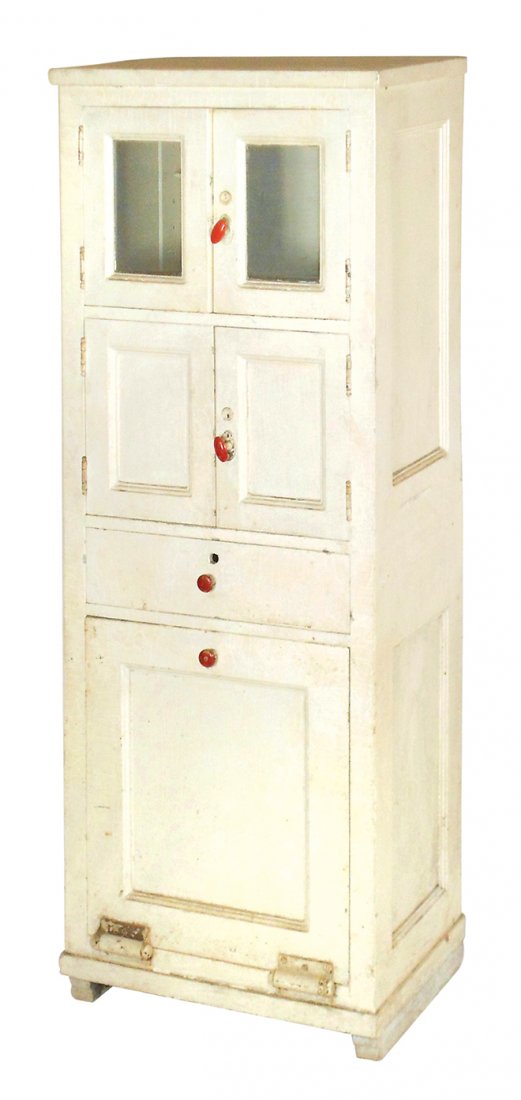Barber shop cabinet, wood w/old alligatored paint, VG (1 of 1)